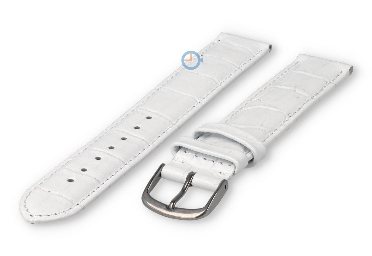 XL Uhrenarmband Leder mit Krokoprint - 16mm - weiß
