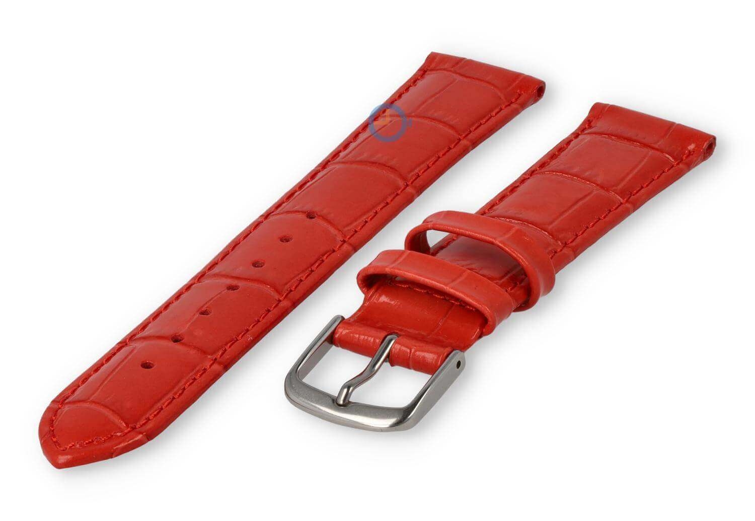 Lederband mit Krokoprint - 18mm - Rot