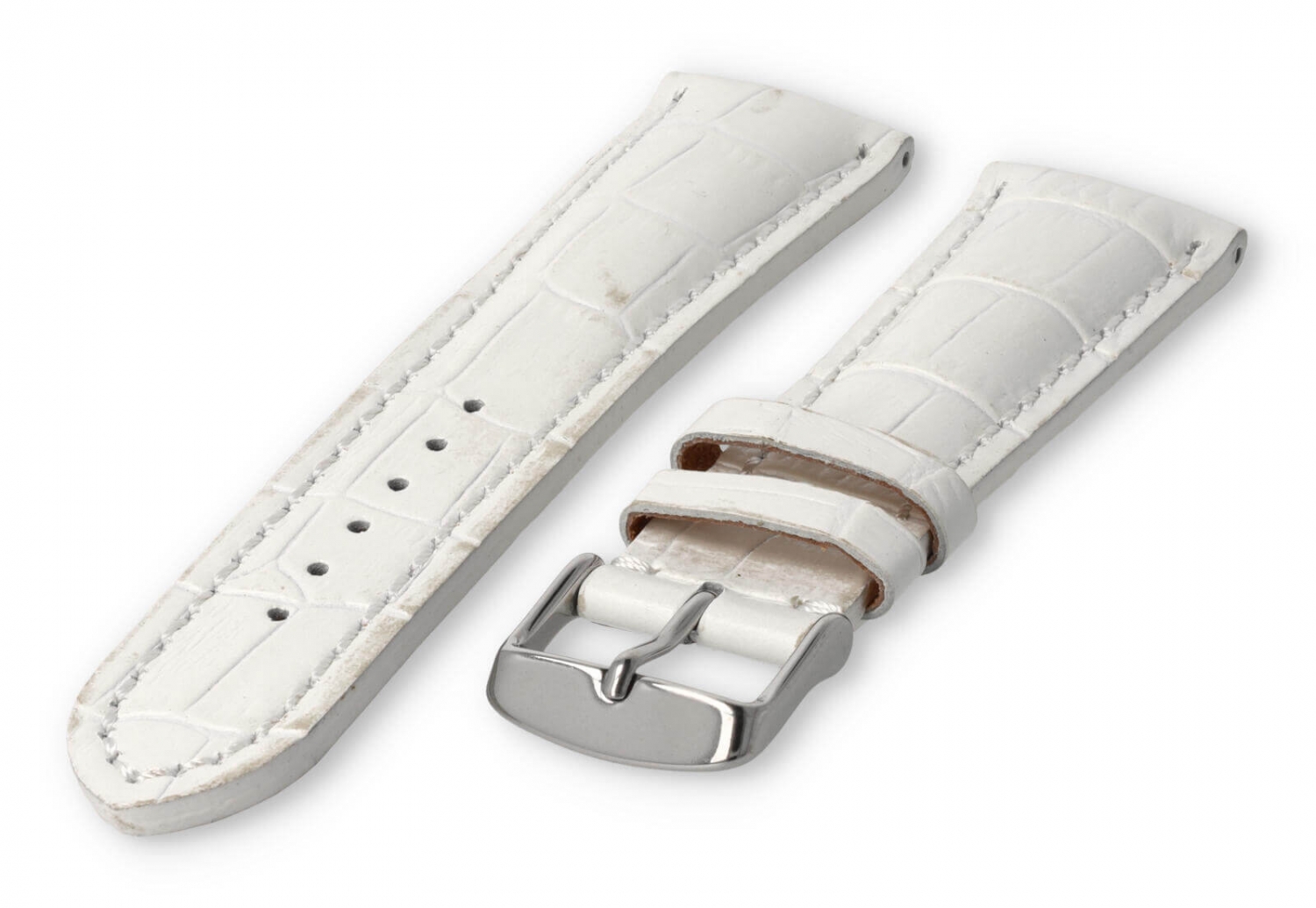 Uhrenarmband mit krokoprint 24mm weisses Leder