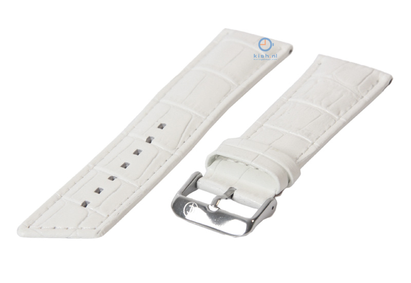Uhrenarmband 22mm weiß Leder mit Kroko - Druck