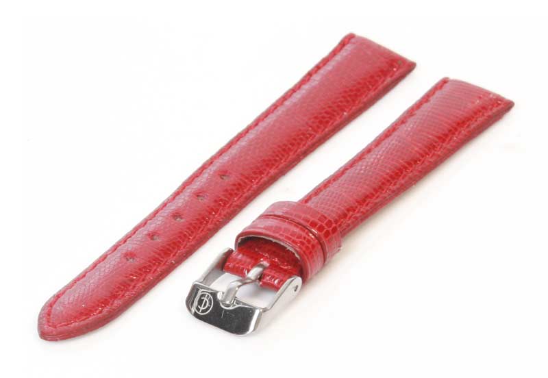 Uhrenarmband 18mm Rot echtes Eidechsenleder