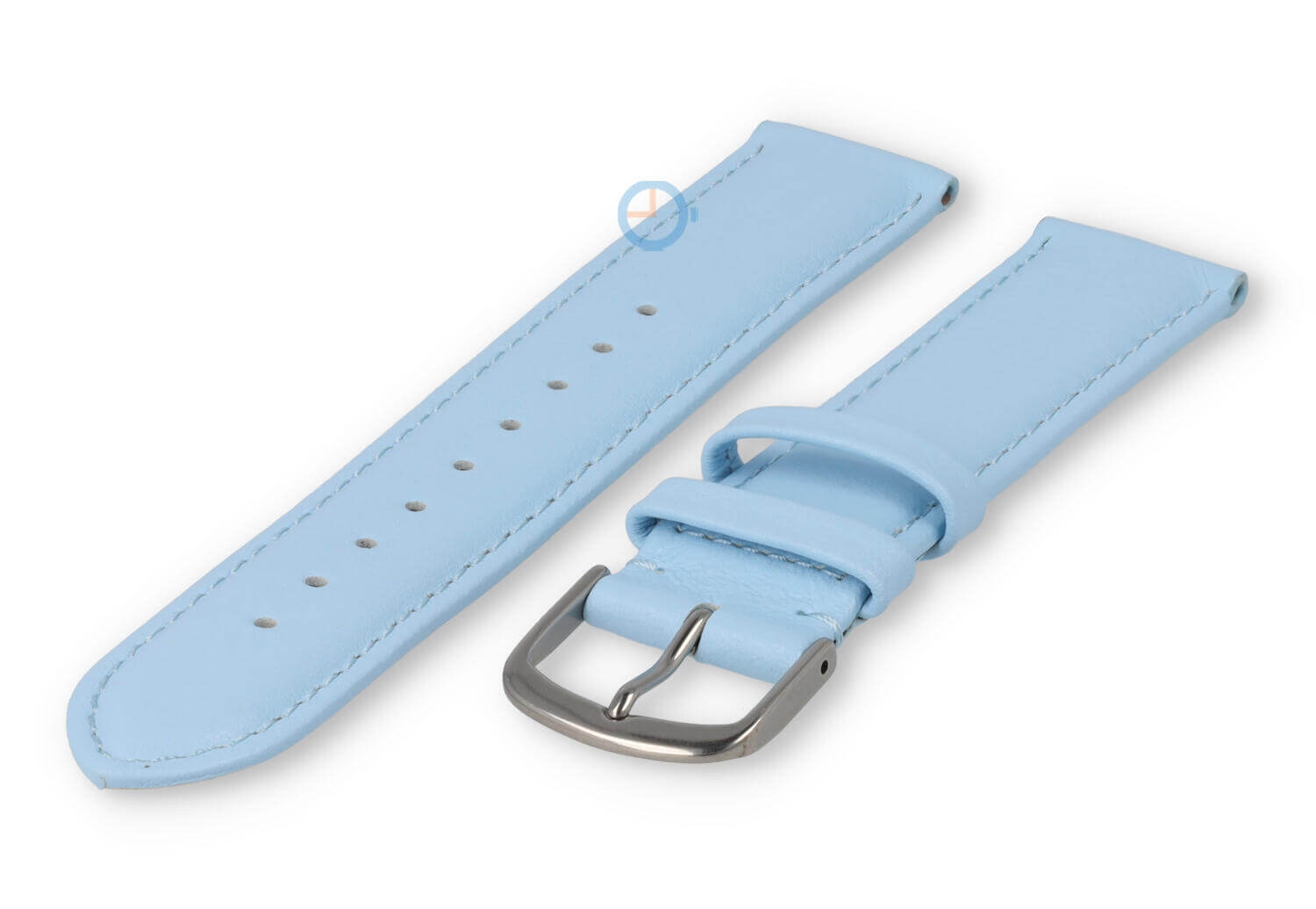 16mm Lederband mit Naht - eisblau