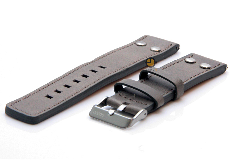 Oozoo Uhrenarmband 22mm Grau Leder