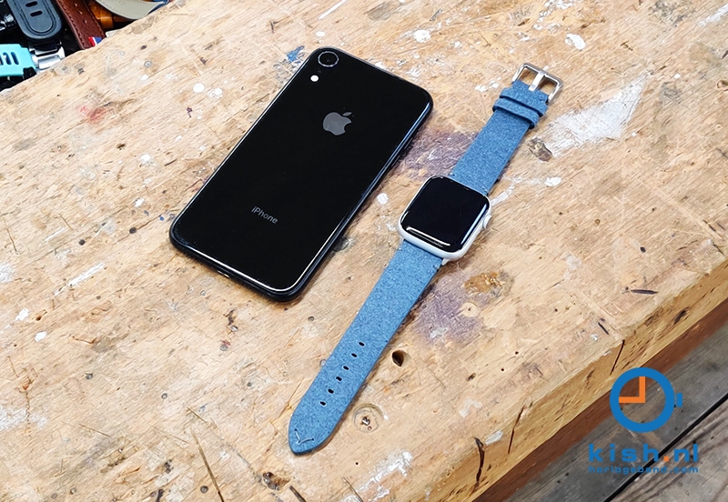 Apple Watch bandje vegan leer blauw - 42/44/45mm