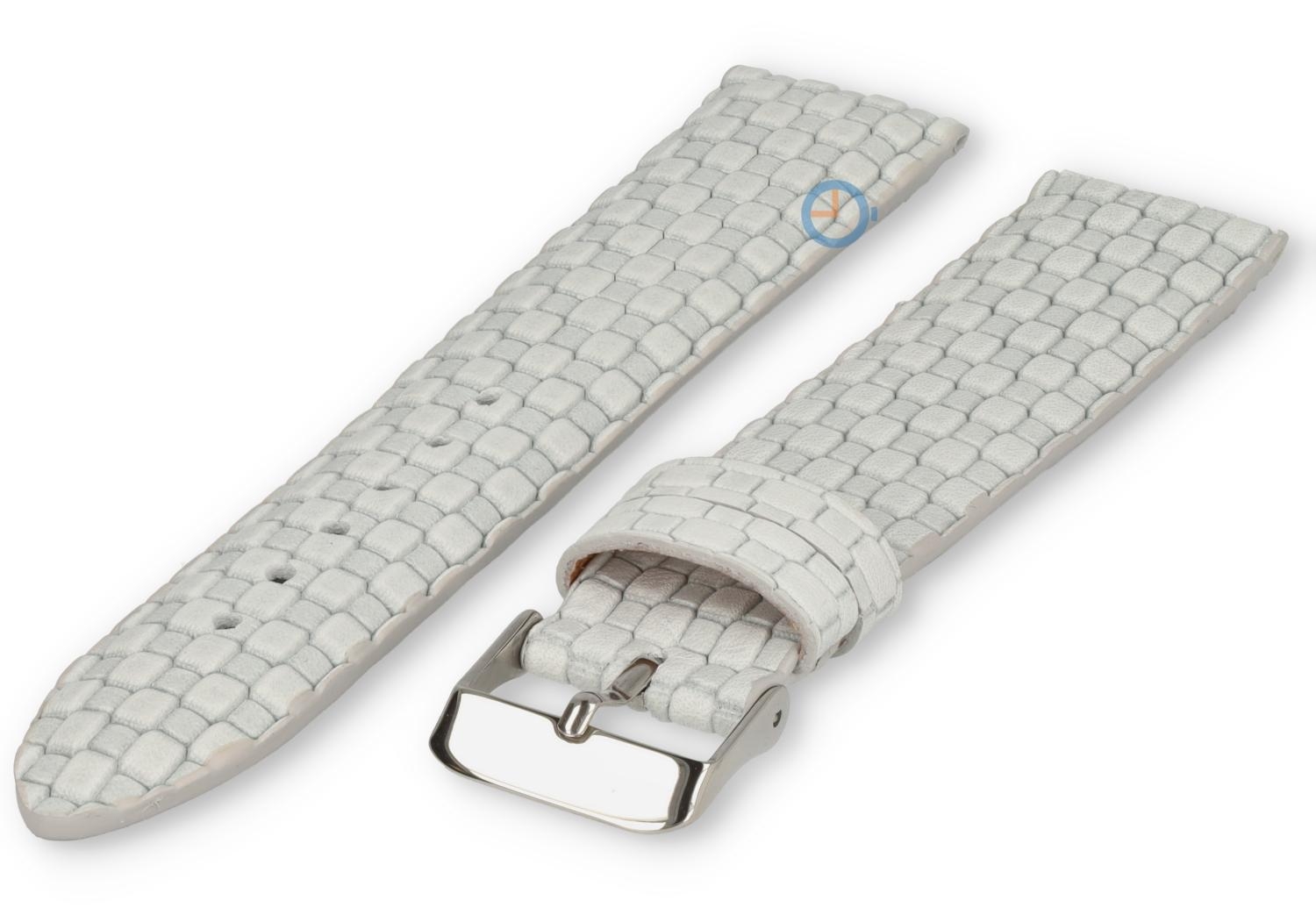 Gewebtes Leder Uhrenarmband - 20mm - weiß