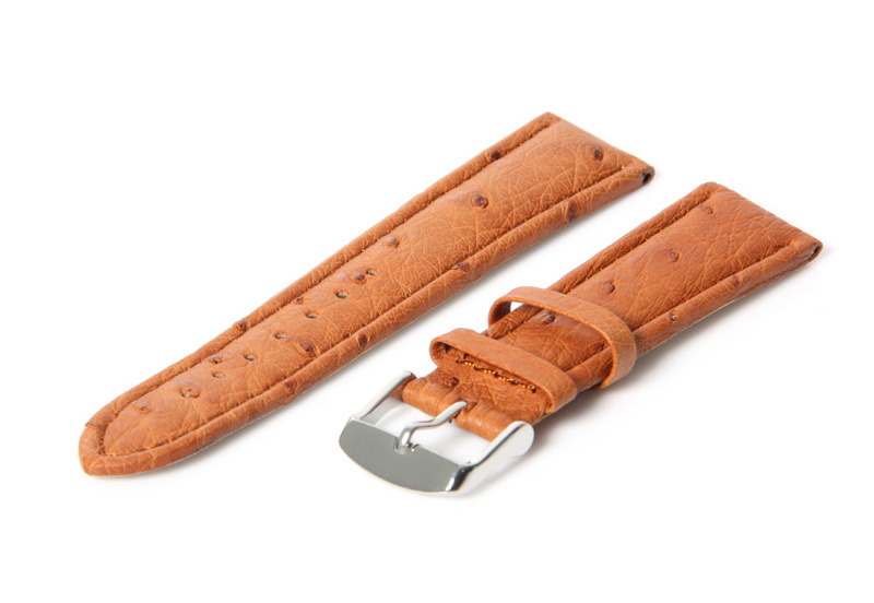Uhrenarmband 20mm Braun Leder mit Straußendruck