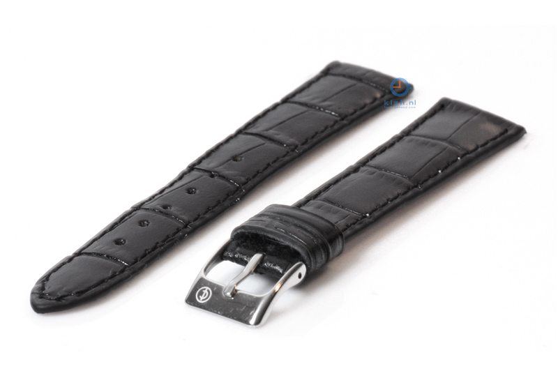 Uhrenarmband 18mm schwarz Kalbsleder mit Kroko - Druck