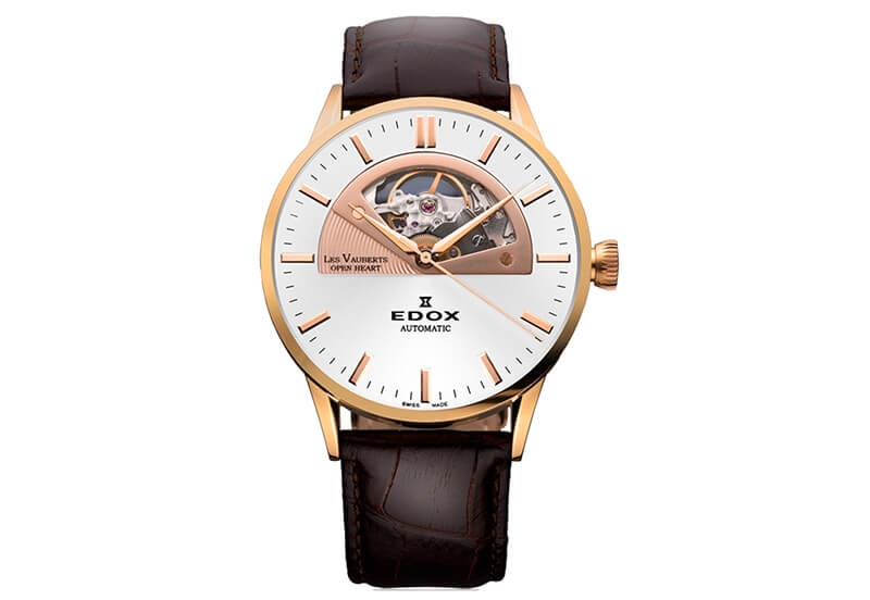 Edox Les Vauberts 85014 Uhrenarmband braun kroko