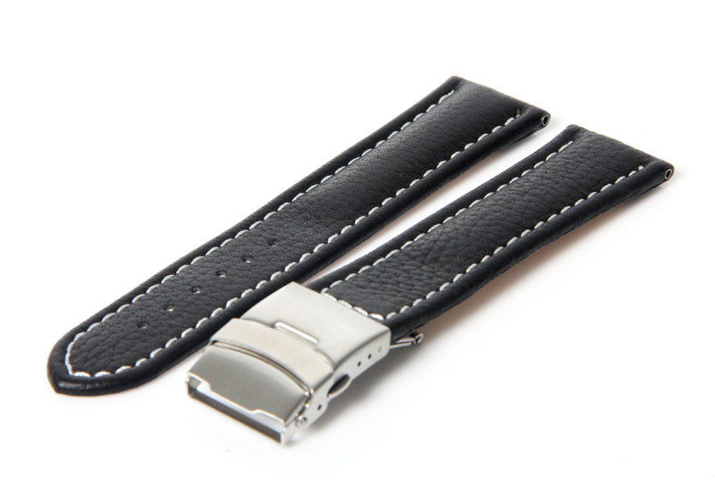 Gisoni Uhrenarmband 22mm Schwarz Kalbsleder