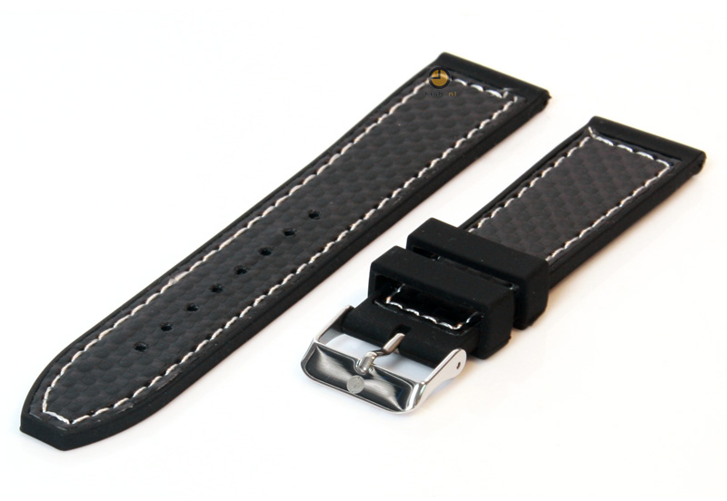 Uhrenarmband 24mm Schwarz Silikon mit Pigmentdruck