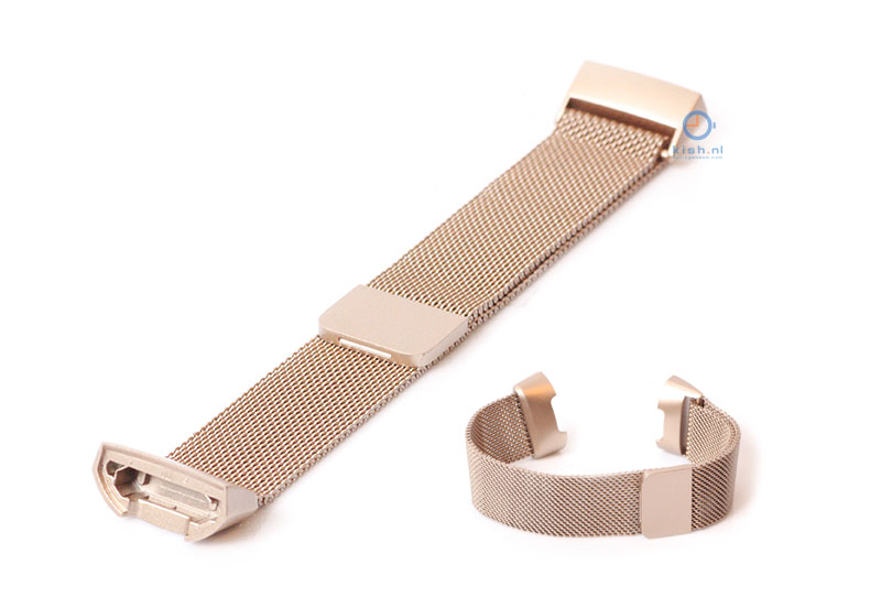 Ersatzarmband fÃ¼r Fitbit Charge 3 Edelstahl Milanaise champagne