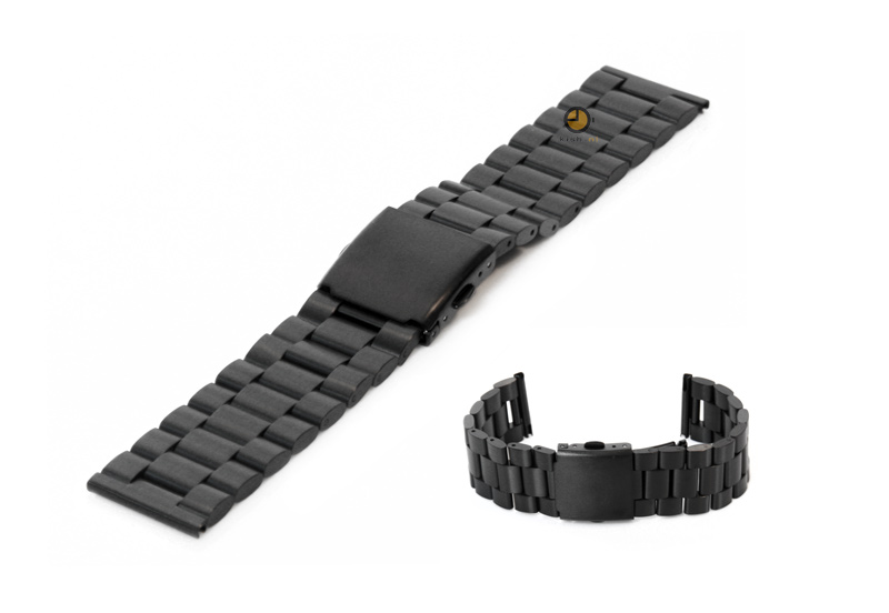 Uhrenarmband 23mm Schwarz Stahl matt