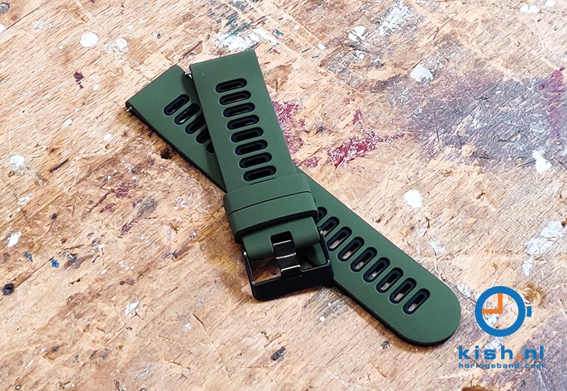 Siliconen horlogeband 22mm - donkergroen/zwart