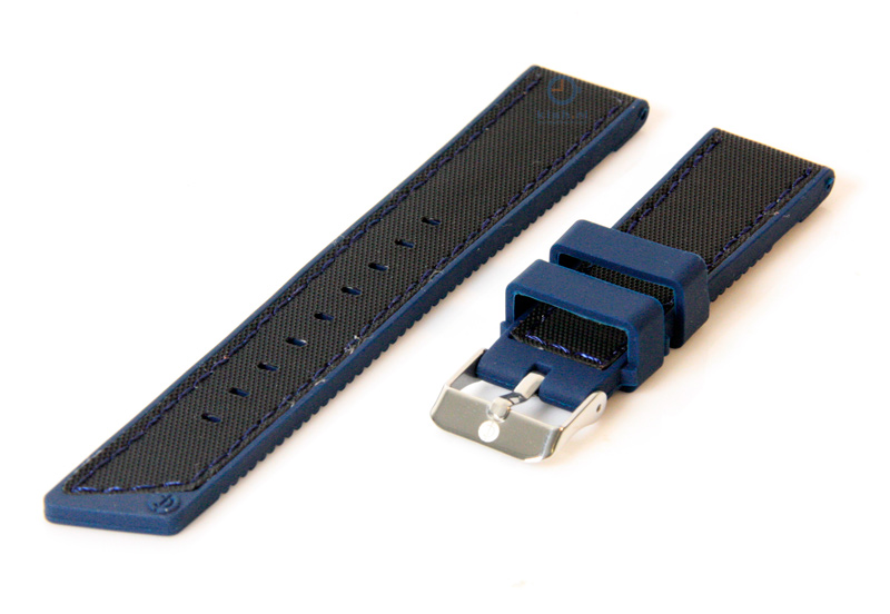 Uhrenarmband aus Silikon 20mm schwarz - dunkelblau