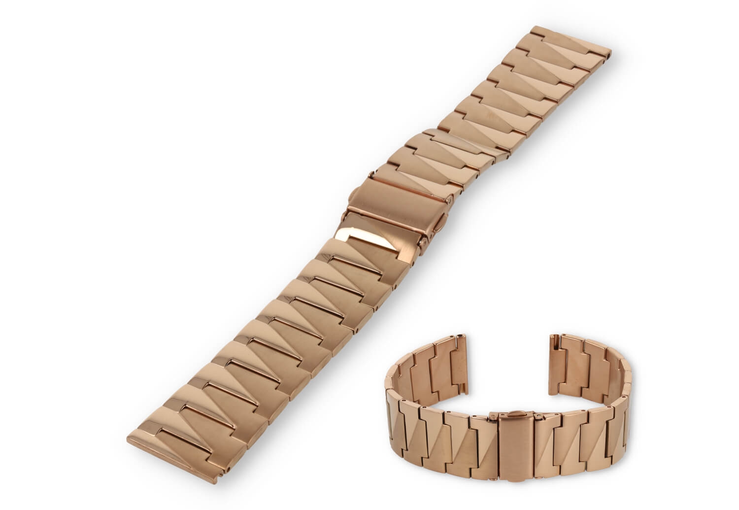 Stahl Uhrenarmband 22mm roségold - Matt/poliert