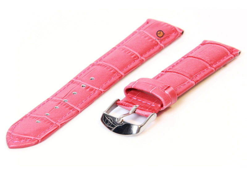 Uhrenarmband 18mm fuchsia Leder mit Kroko - Druck