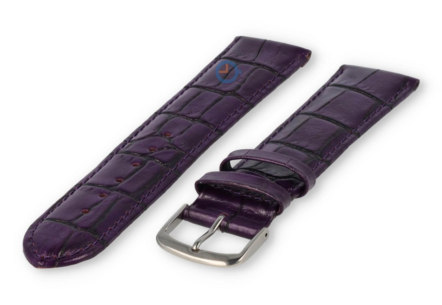 Extra langes Uhrenarmband Kroko - 20mm - aubergine