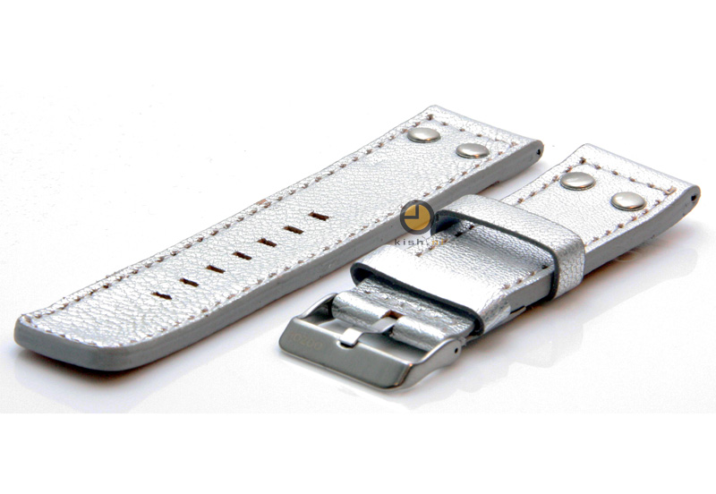 Oozoo Uhrenarmband 24mm Silber Leder