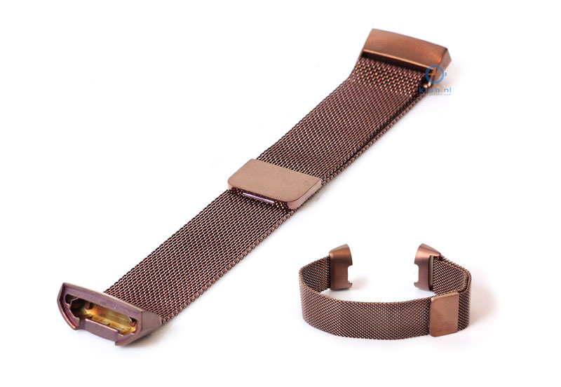 Ersatzarmband fÃ¼r Fitbit Charge 3 Edelstahl Milanaise bronze