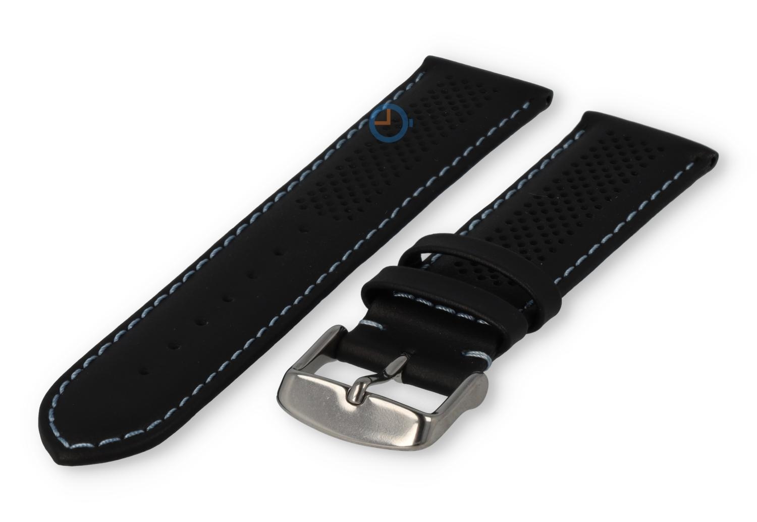 22mm hybrid Band - schwarz mit hellblau