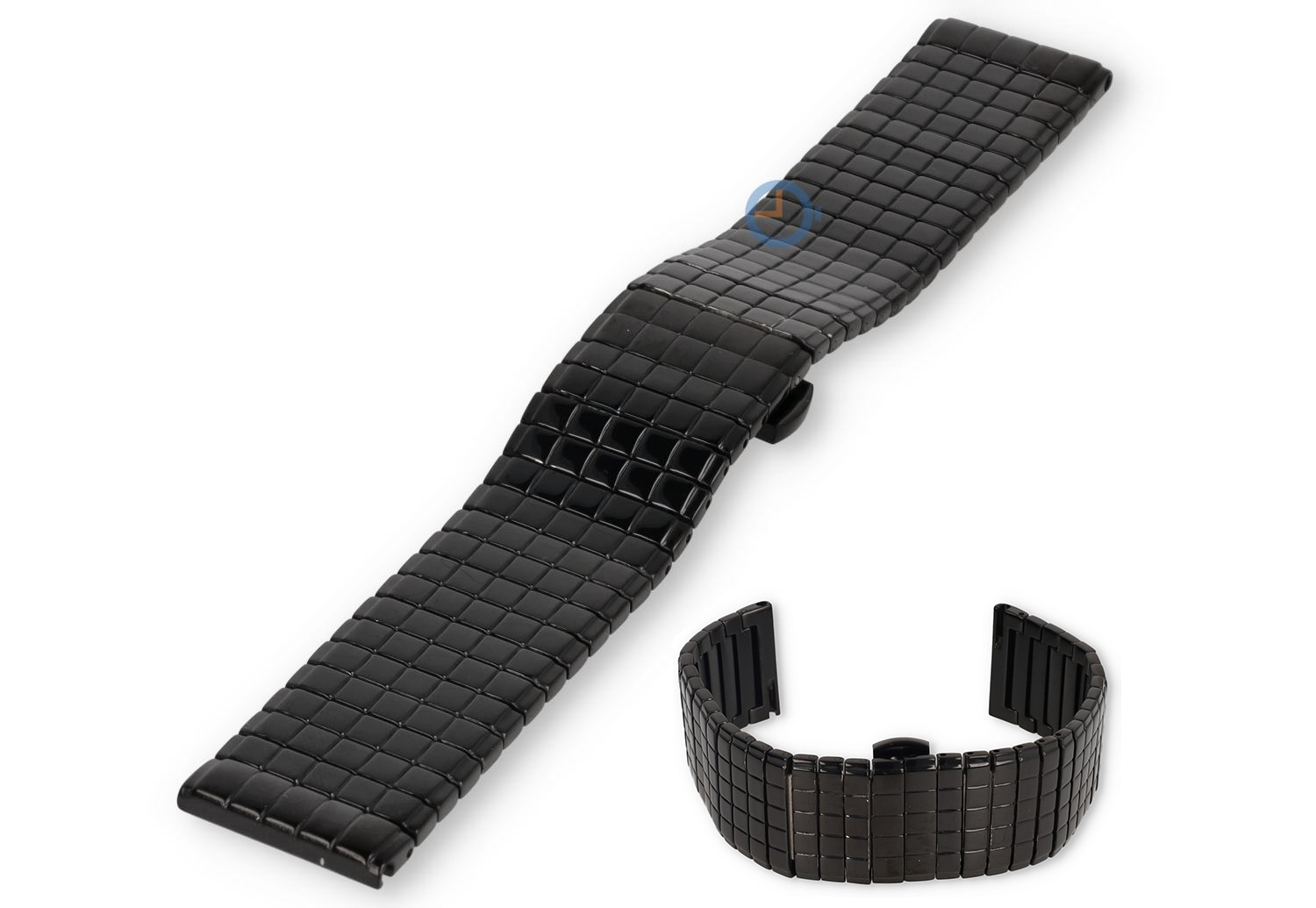 Blockmuster Stahl Uhrenarmband - 22mm - schwarz