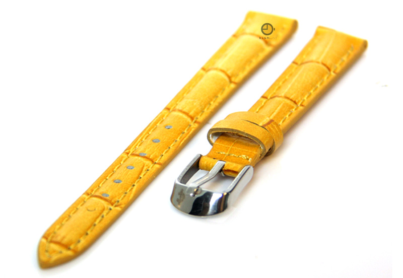 Uhrenarmband 12mm Gelb Leder mit Kroko - Druck