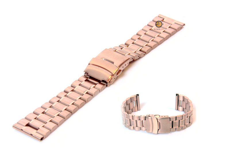 Uhrenarmband 24mm Rosegold Stahl poliert (teilweise)