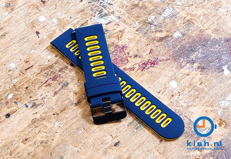20mm siliconen horlogeband - blauw/geel