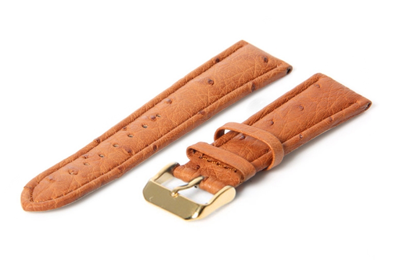 Uhrenarmband 20mm Braun Leder mit Straußendruck