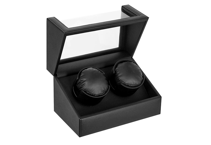 Uhrenbeweger 2 Uhren Schwarz Leder