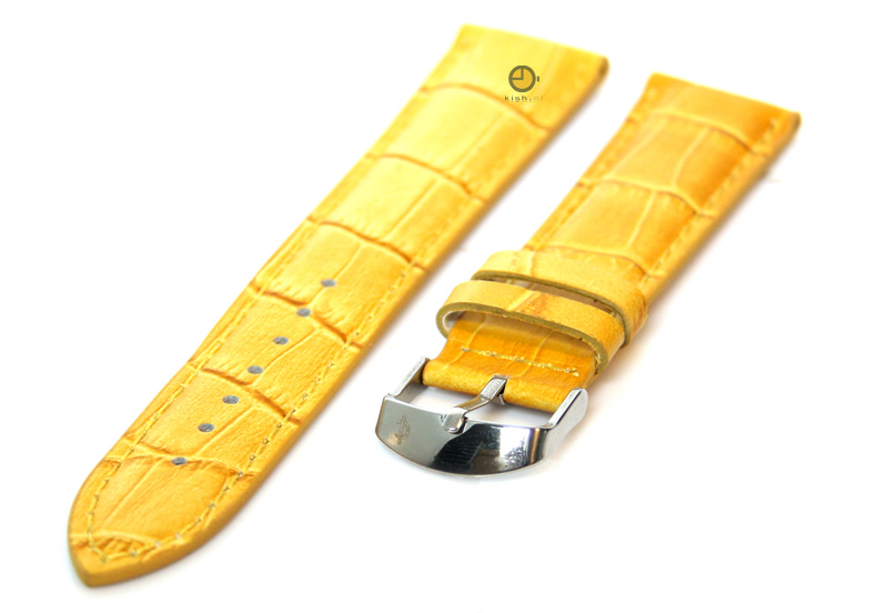 Uhrenarmband 18mm Gelb Leder mit Kroko - Druck