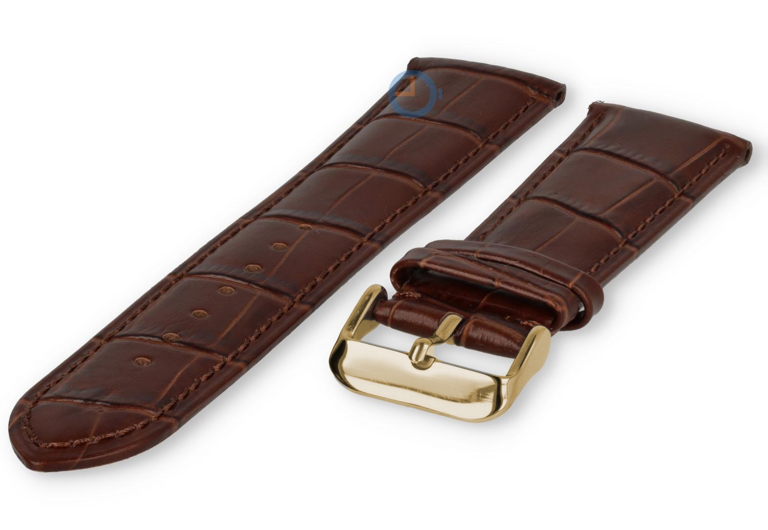 Uhrenarmband 23mm - Kroko Leder - dunkelbraun - gold