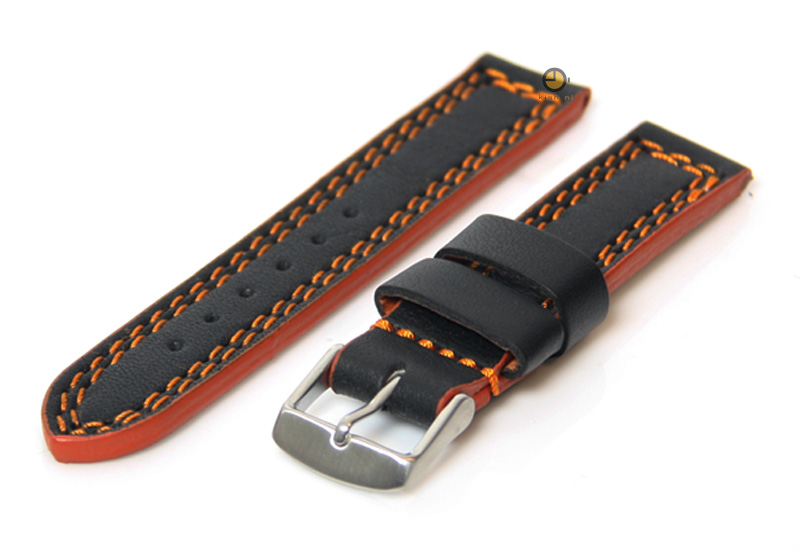 Uhrenarmband 18mm Schwarz Leder (sport)