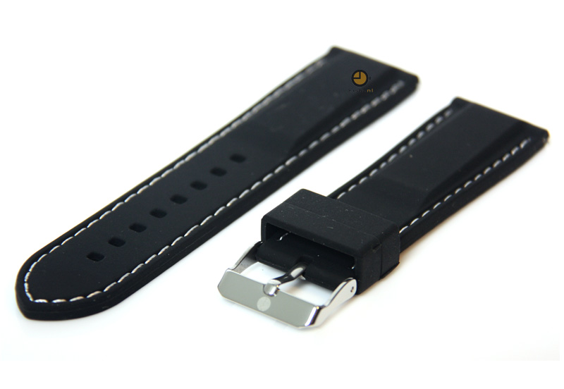 Uhrenarmband 24mm Schwarz - Weiß Silikon mit Quick - Release
