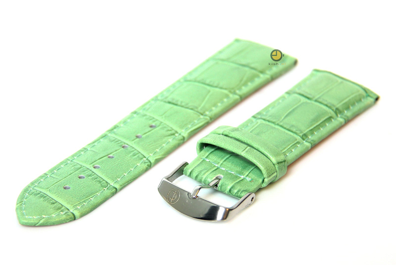 Uhrenarmband 24mm Grün Leder mit Kroko - Druck