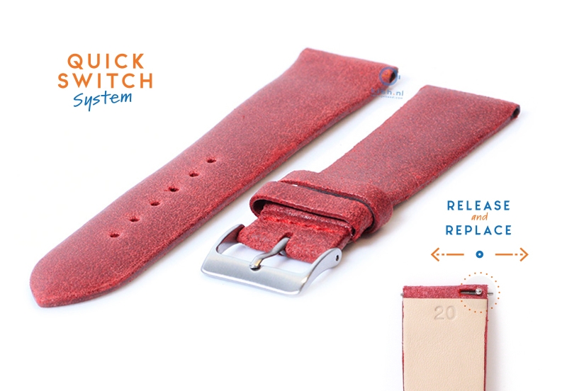 Uhrenarmband 20mm vintage rot Leder