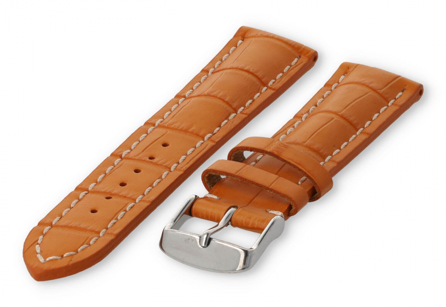 Uhrenarmband mit krokoprint 22mm orangenes Leder