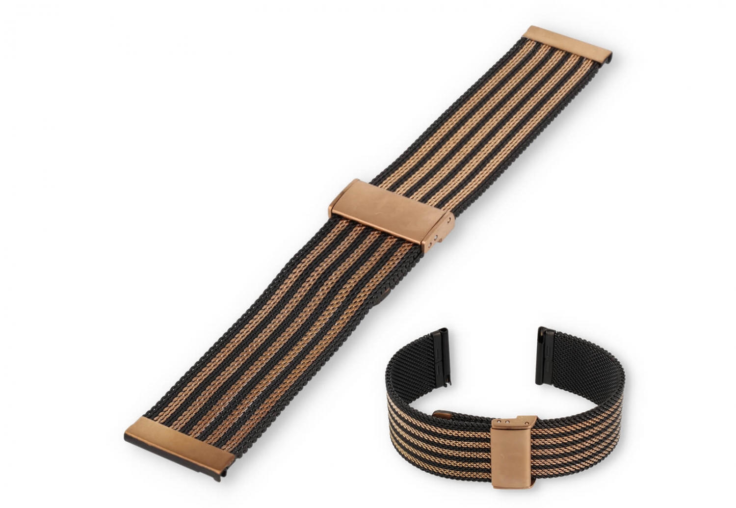 Uhrenarmband 22mm Mailänder schwarz/rosegold - Quick Switch (FEIN)