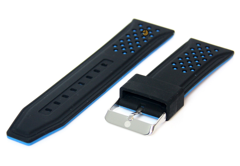 24mm Silikon Uhrenarmband Schwarz/Blau