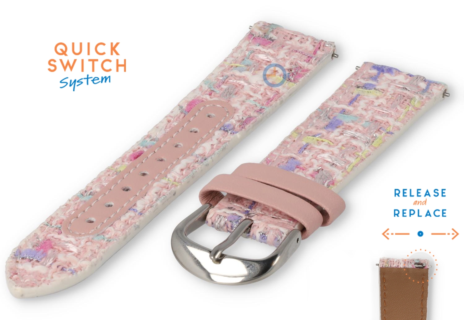 20mm Stoff Uhrenarmband - crazy pink