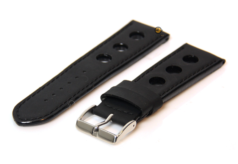Uhrenarmband 20mm Schwarz Kautschuk (Racing)