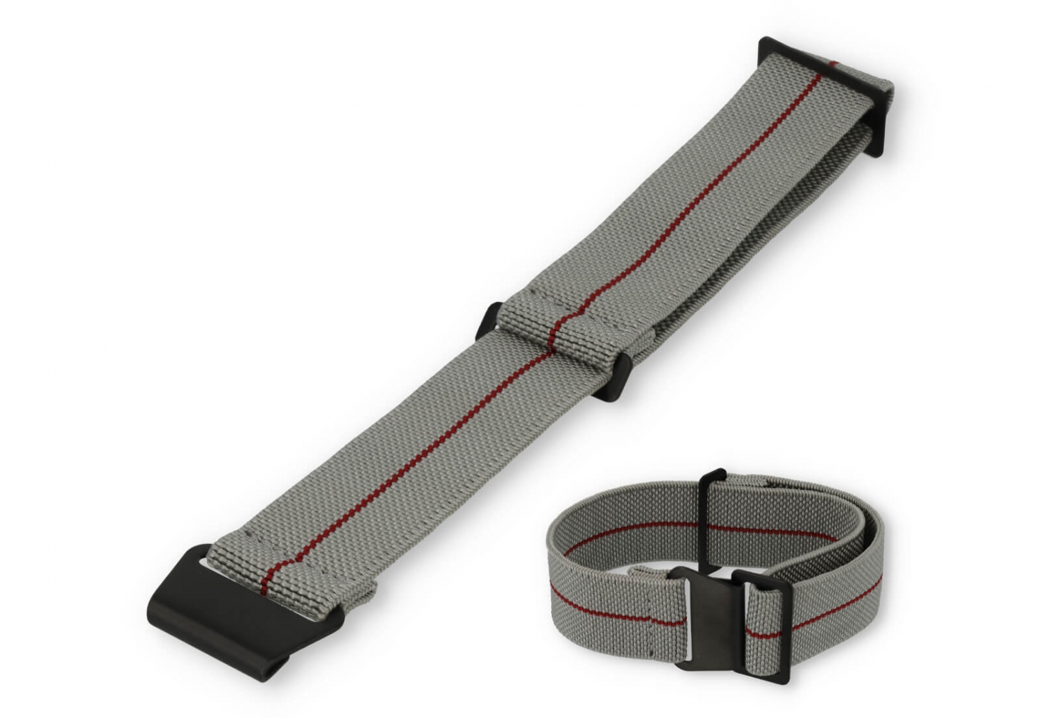 Elastistches Uhrenarmband 20mm Nylon grau - rot
