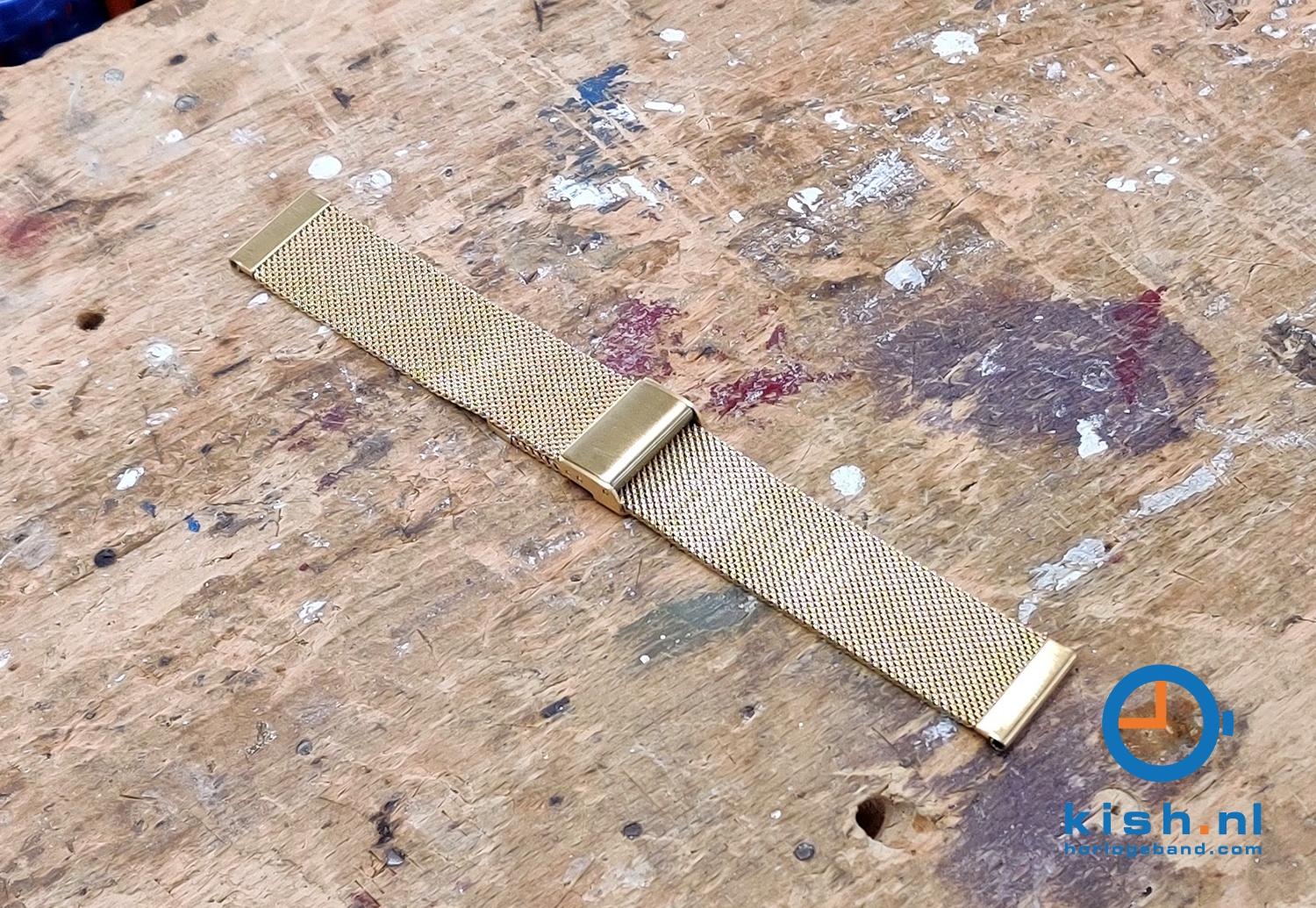 Horlogeband 22mm milanees goud - Quick Switch (FIJN)