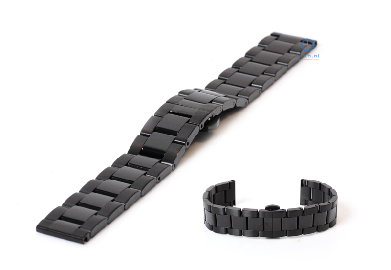Uhrenarmband 18mm schwarz Stahl matt/glänzend