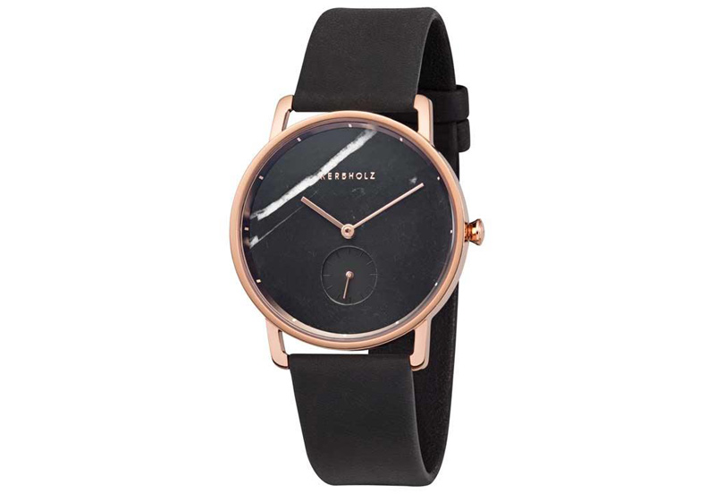 Kerbholz Frida Uhrenarmband Black Marble Rosegold