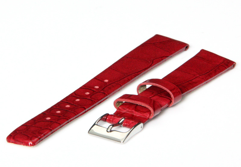 Uhrenarmband 14mm Rot Leder glänzend