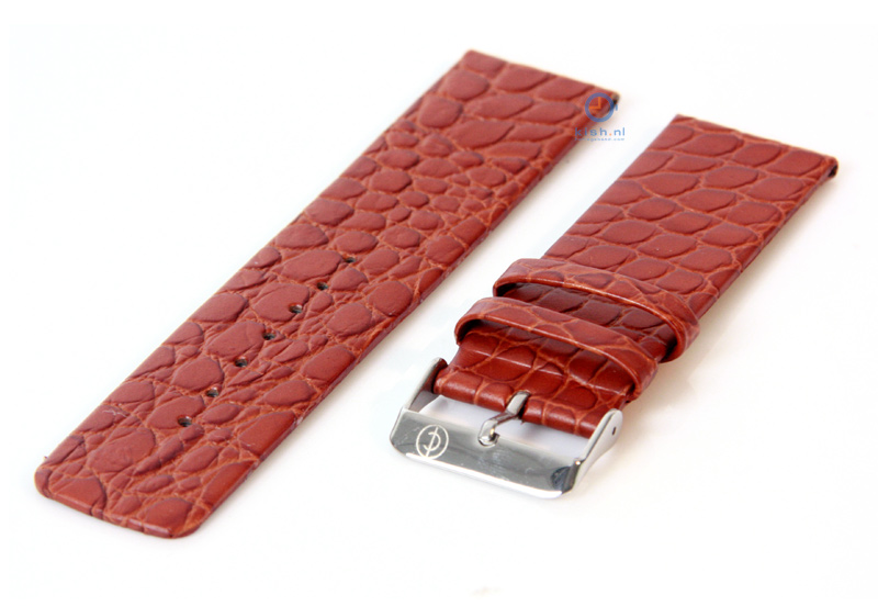 Uhrenarmband 26mm hellbraun Leder mit Kroko - Druck