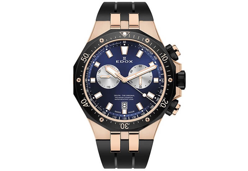 Edox Delfin 10109 Uhrenarmband Schwarz
