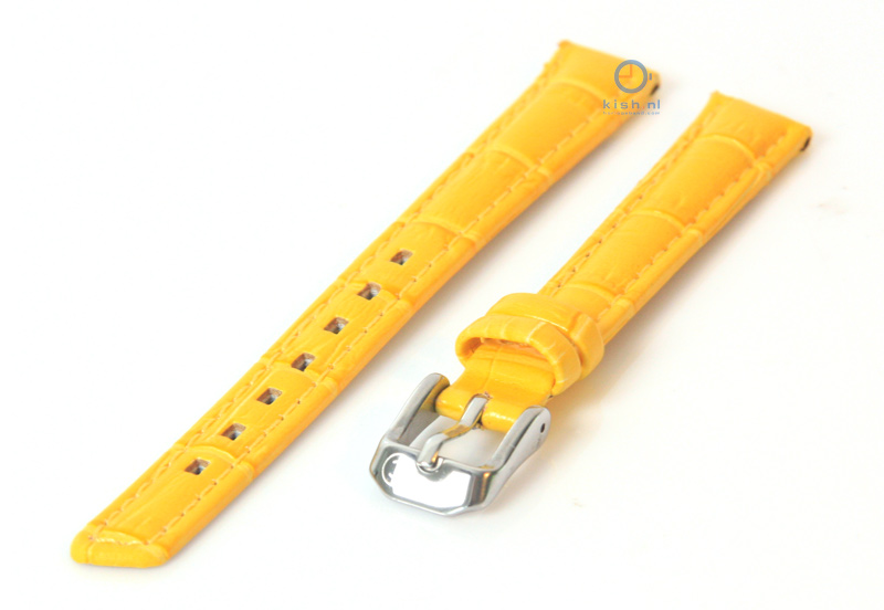 Uhrenarmband 14mm gelb Leder mit Krokostruktur
