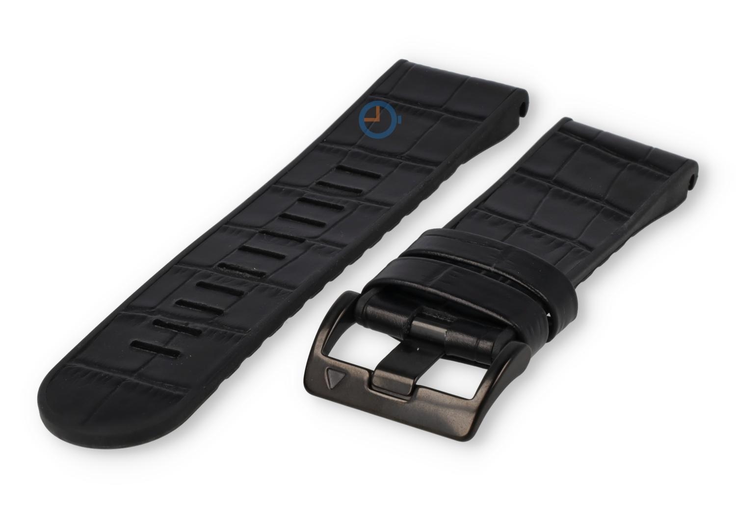 Garmin Fenix 5X/6X/7X Uhrenarmband Leder - Kroko Schwarz